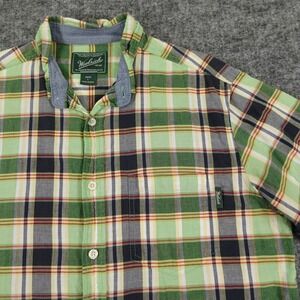 Woolrich Shirt Mens Large Green Plaid Short Sleeve Button Up Cotton‎ Breathable